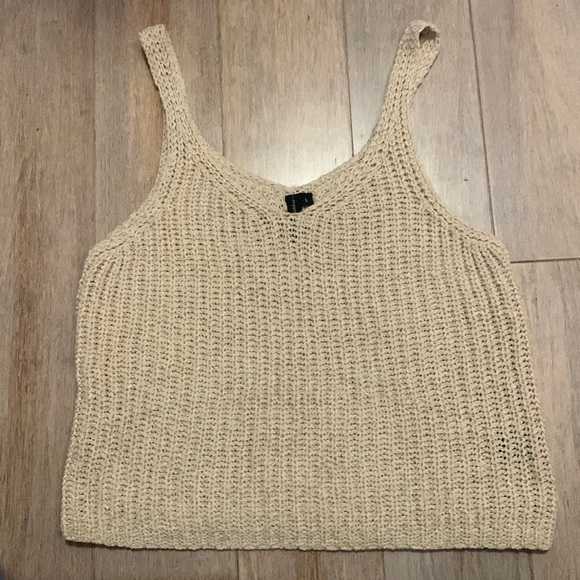 𝅺Moon & Madison Knit Crop Top Cream See Through  Size L - Picture 1 of 6